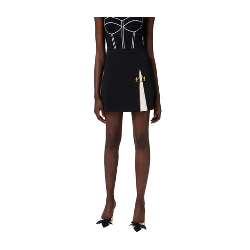 Elisabetta Franchi Gonna corta Gonna Donna inserto a contrasto Nero burro - Francavilla Moda
